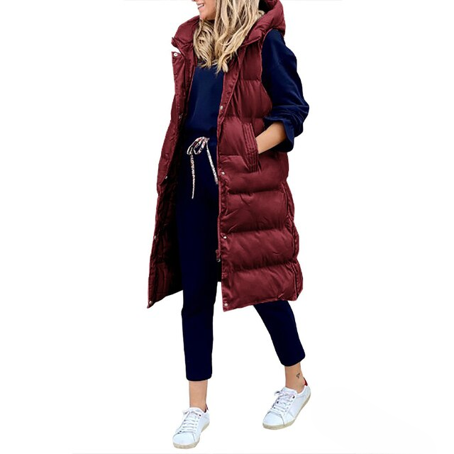 EB | Damen Langer Ärmelloser Wintermantel