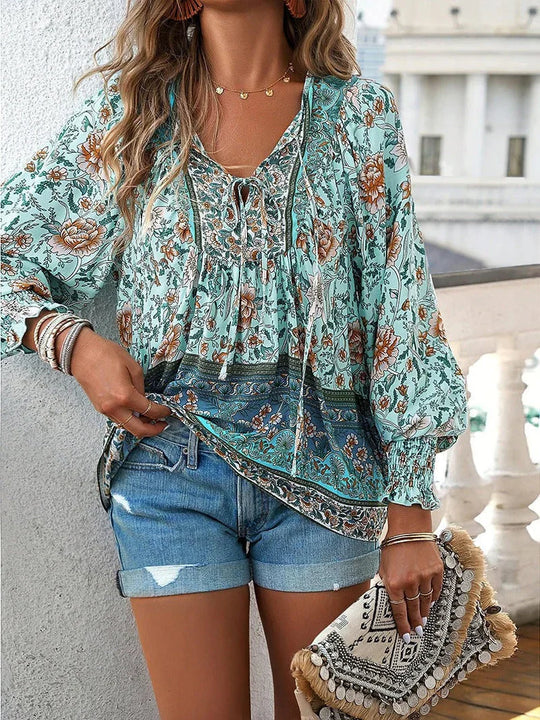 EB | Blumenbluse Mit Langen Ärmeln Für Damen