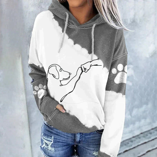 EB | Trendiger Lockerer Hoodie mit Hundeaufdruck