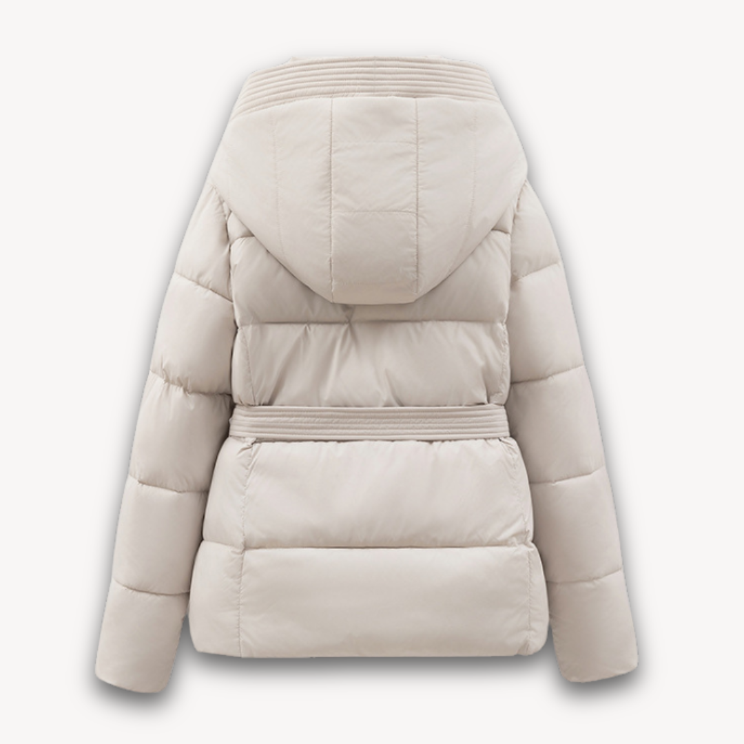 EB | Damen Pufferjacke mit Kapuze und Gürtel