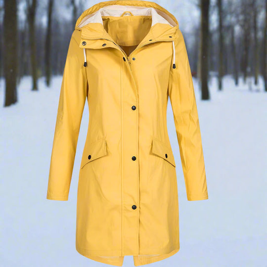 EB | Kapuzenregenjacke Lässige Passform Mid Thigh Regenjacke