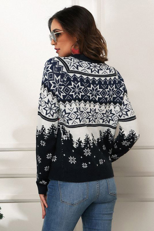 EB | Schneeflocken- und Lkw-Druck Weihnachts-Pullover