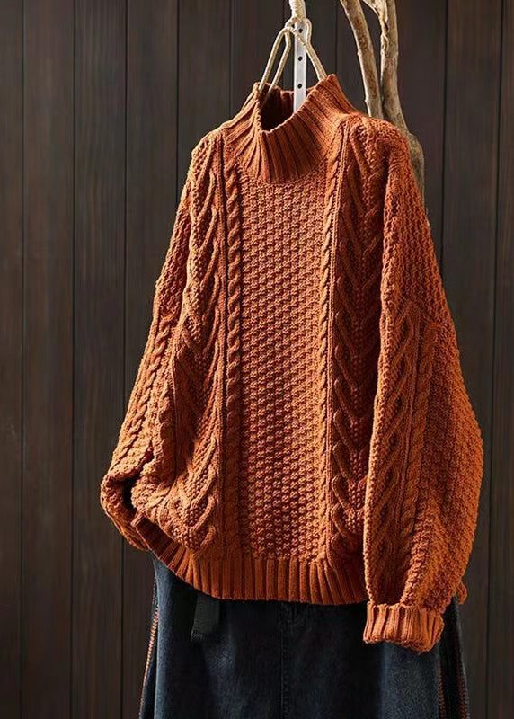 EB | Locker Sitzender Hoher Hals Kabelstrickpullover Ideal für den Winter