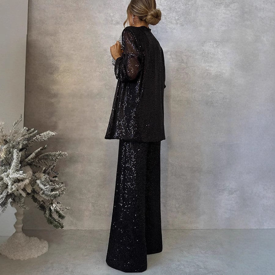 EB | Trendiges Design High-Waist-Paillettenanzug