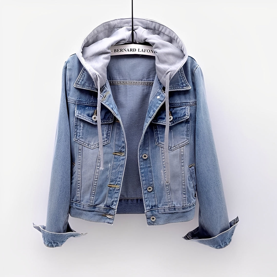 EB | Stilvolle Jeansjacke mit abnehmbarer Kapuze für Frauen