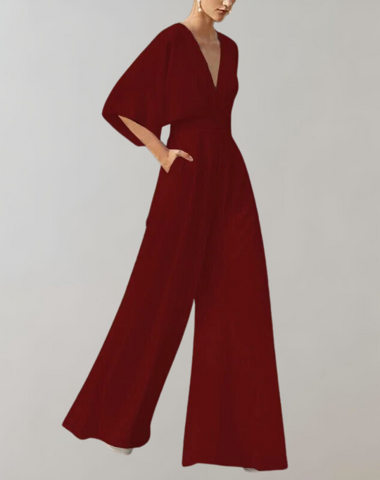 EB Damen Jumpsuit mit V-Ausschnitt und weitem Bein