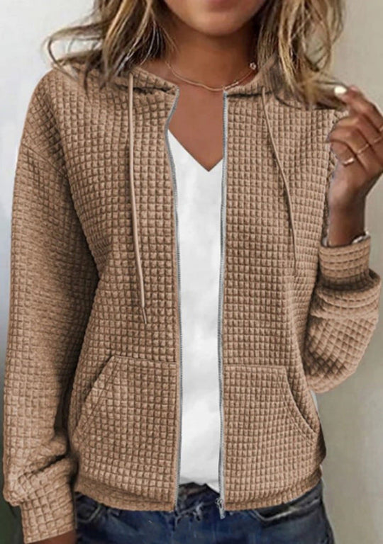 EB | Lässige Jacke mit Tasche in Einfarbiger Farbe