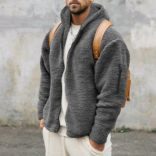 EB | Hüftjacke aus Plüsch mit Kapuze für Männer
