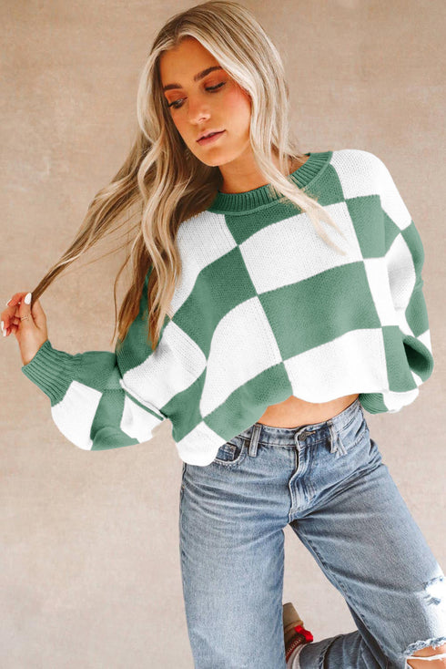 EB | Karierte Rundhals Strickpullover Ideal für den Winter