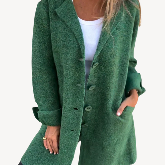 EB | Frauen Wollmischung Langjacke mit Knopfverschluss