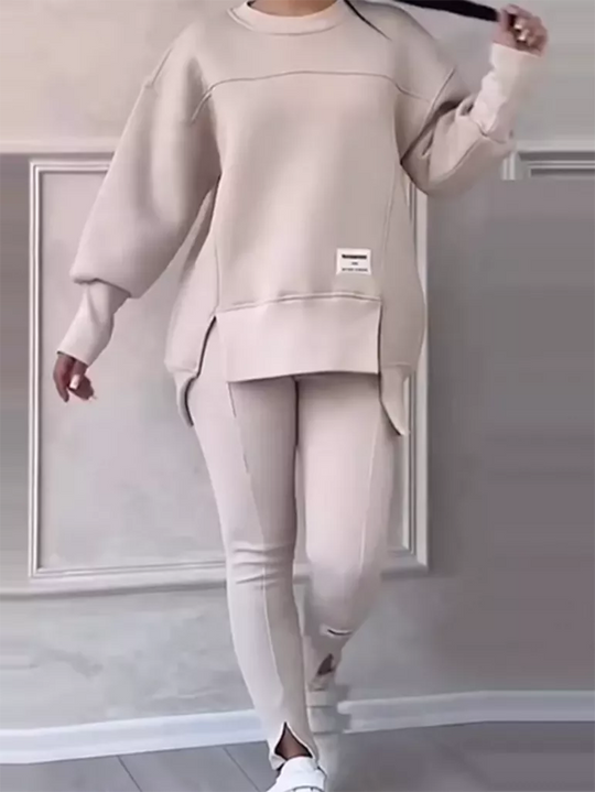 EB | Eleganter Pullover mit Patchwork und Leggings-Set Ideal für den Winter
