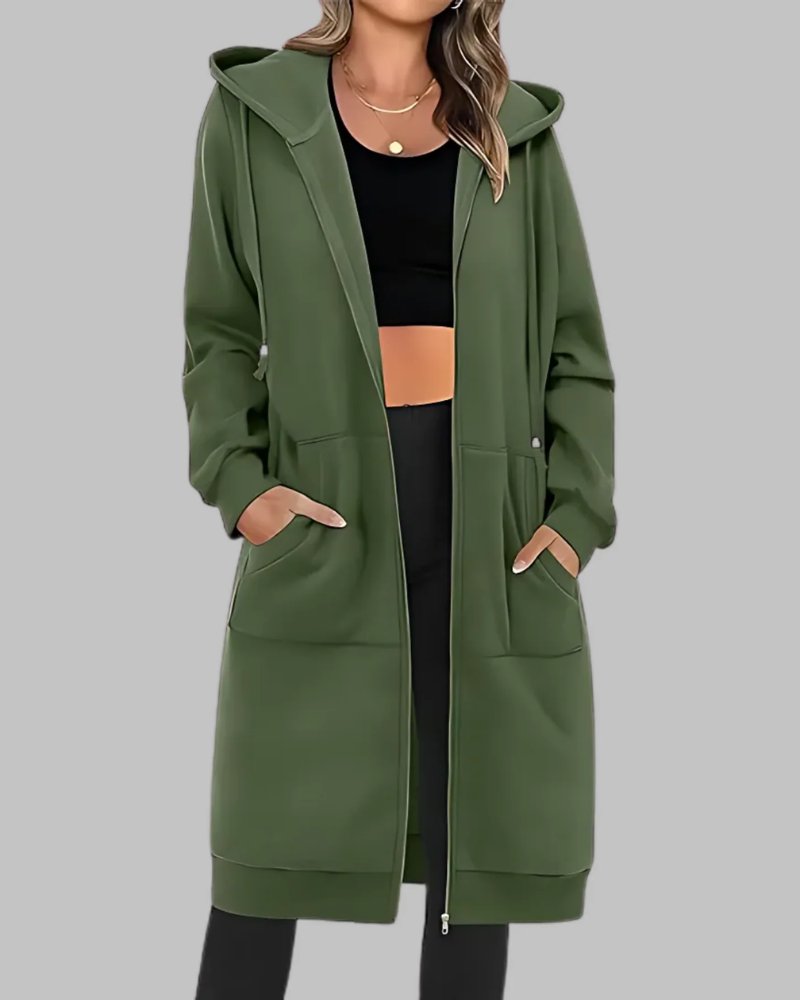 EB | Lässige Zip-Up Übergroße Lange Jacke