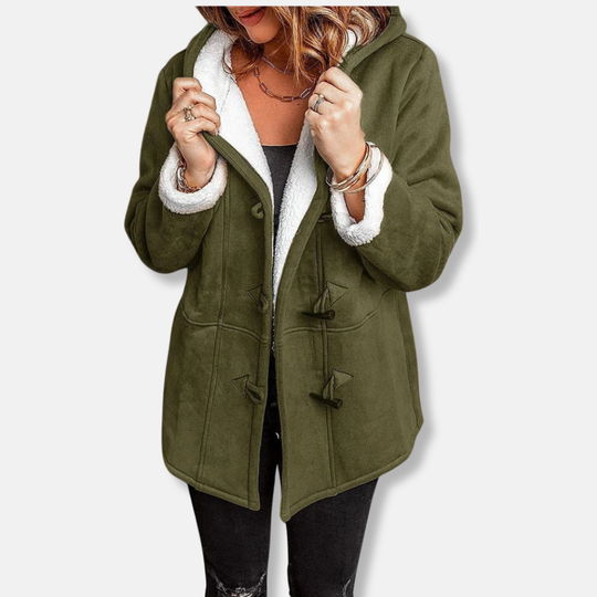 EB | Fleecejacke mit Kapuze Fellfutter Lockere Passform mittellang