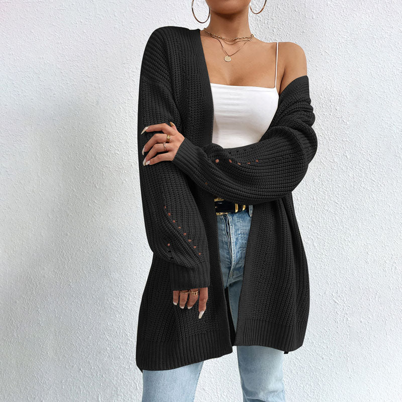 EB | Einfarbige Elegante Strickjacke mit Taschen