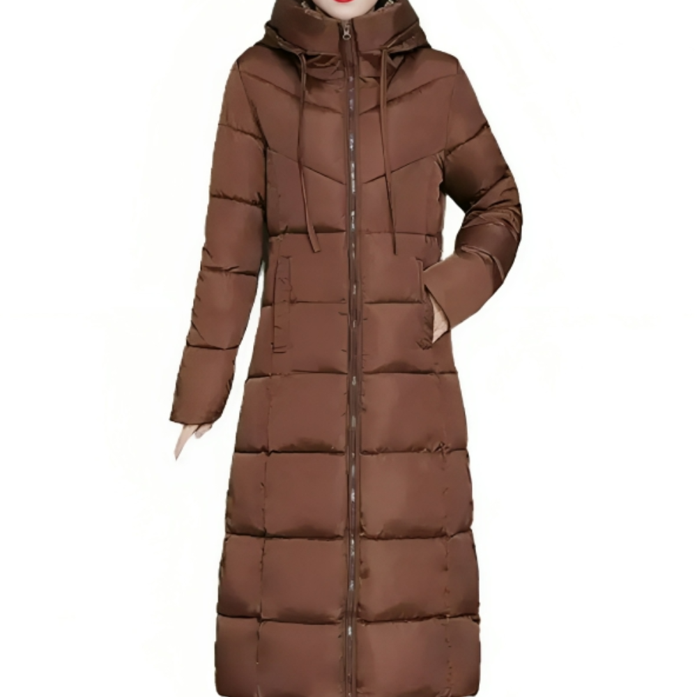 EB | D’Hiver Lange Steppjacke mit Kapuze für Damen Ideal für Den Herbst und Den Winter