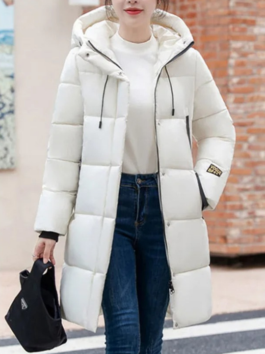 EB | Stylische Khakifarbene Pufferjacke mit Kapuze und Reißverschluss