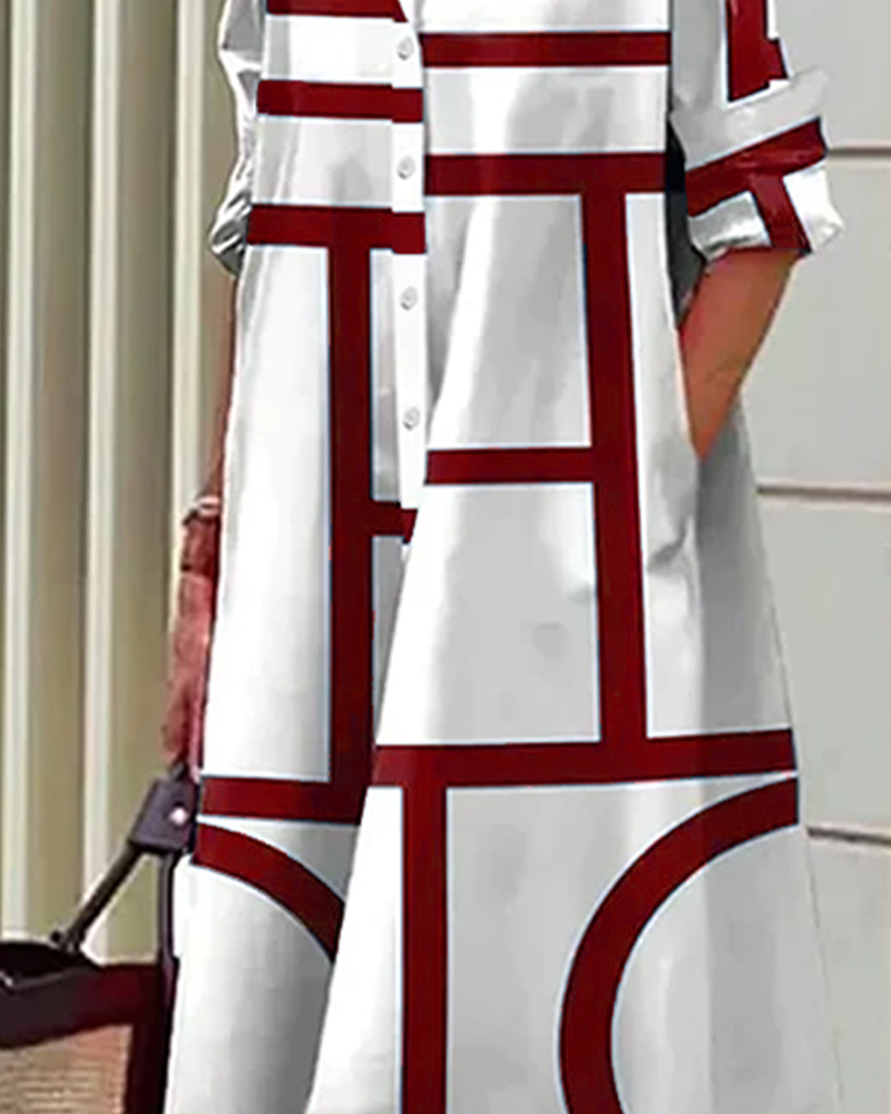 EB | Kleid mit Taschen und Geometrischem Aufdruck