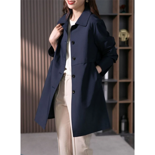 EB | Trenchcoat Tailliert Fit Klassischer Kragen Einreiher Mid-Thigh Länge