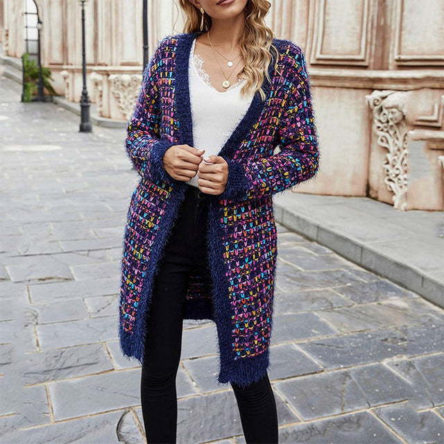 EB | Farbiger Langer Cardigan Polyester Warm, Bequem