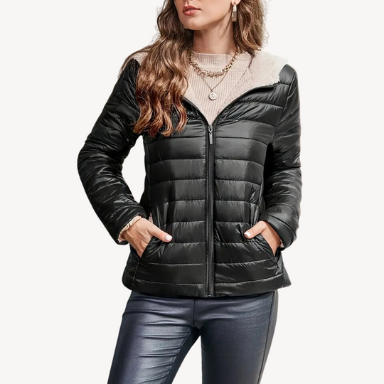 EB | Damen Pufferjacke mit Sherpa-Futter und Reißverschluss