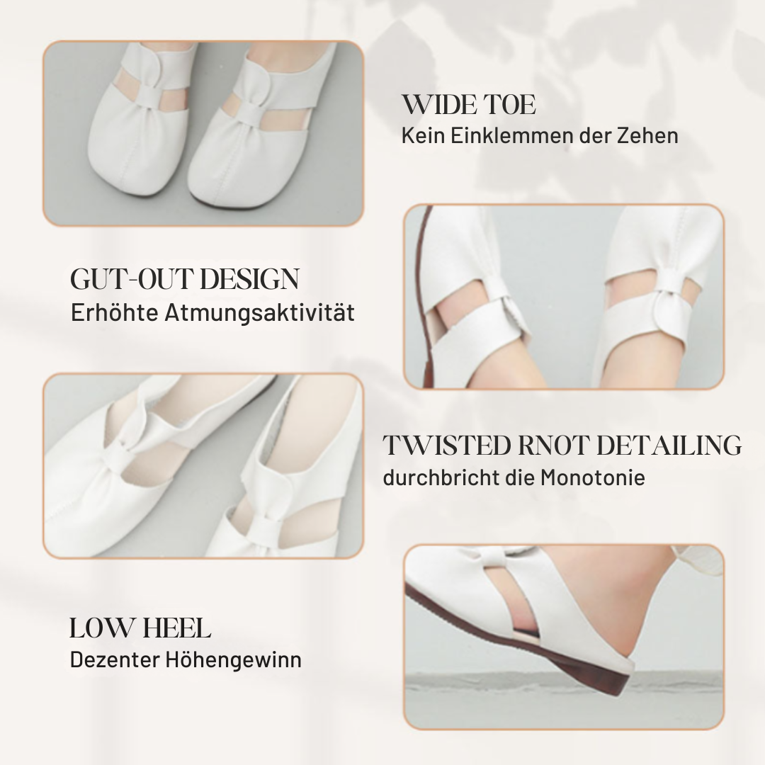 Flache Pantoletten in Lederoptik mit Ausschnitten EB EB