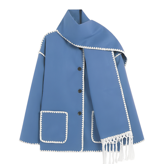 EB | Elegante, locker geschnittene Damen-Wolljacke mit Schal