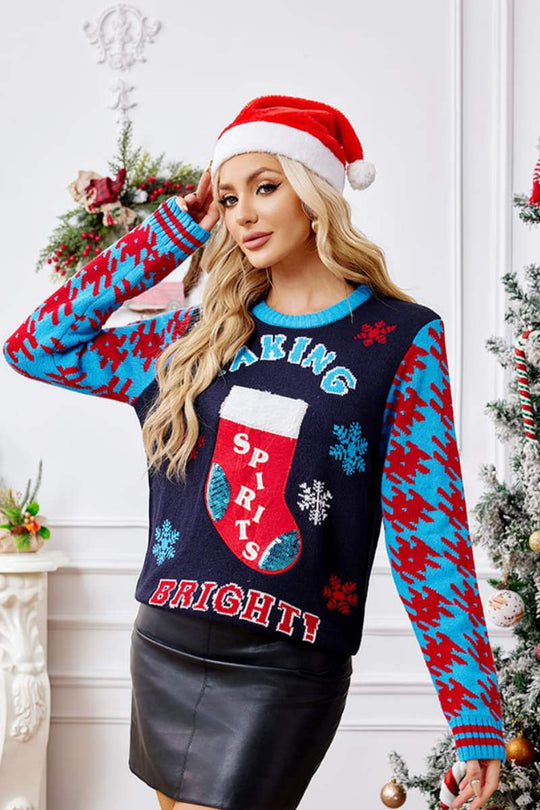 EB | Lässige Weihnachtssocken Stickerei Strickpullover
