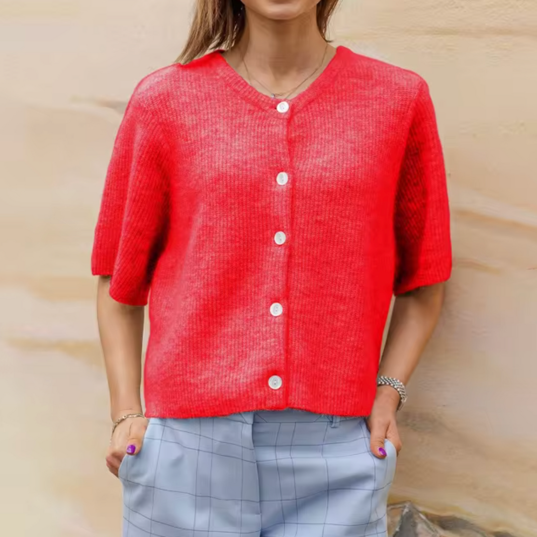 EB | Kurze Strick-Cardigan mit Knöpfen für Damen