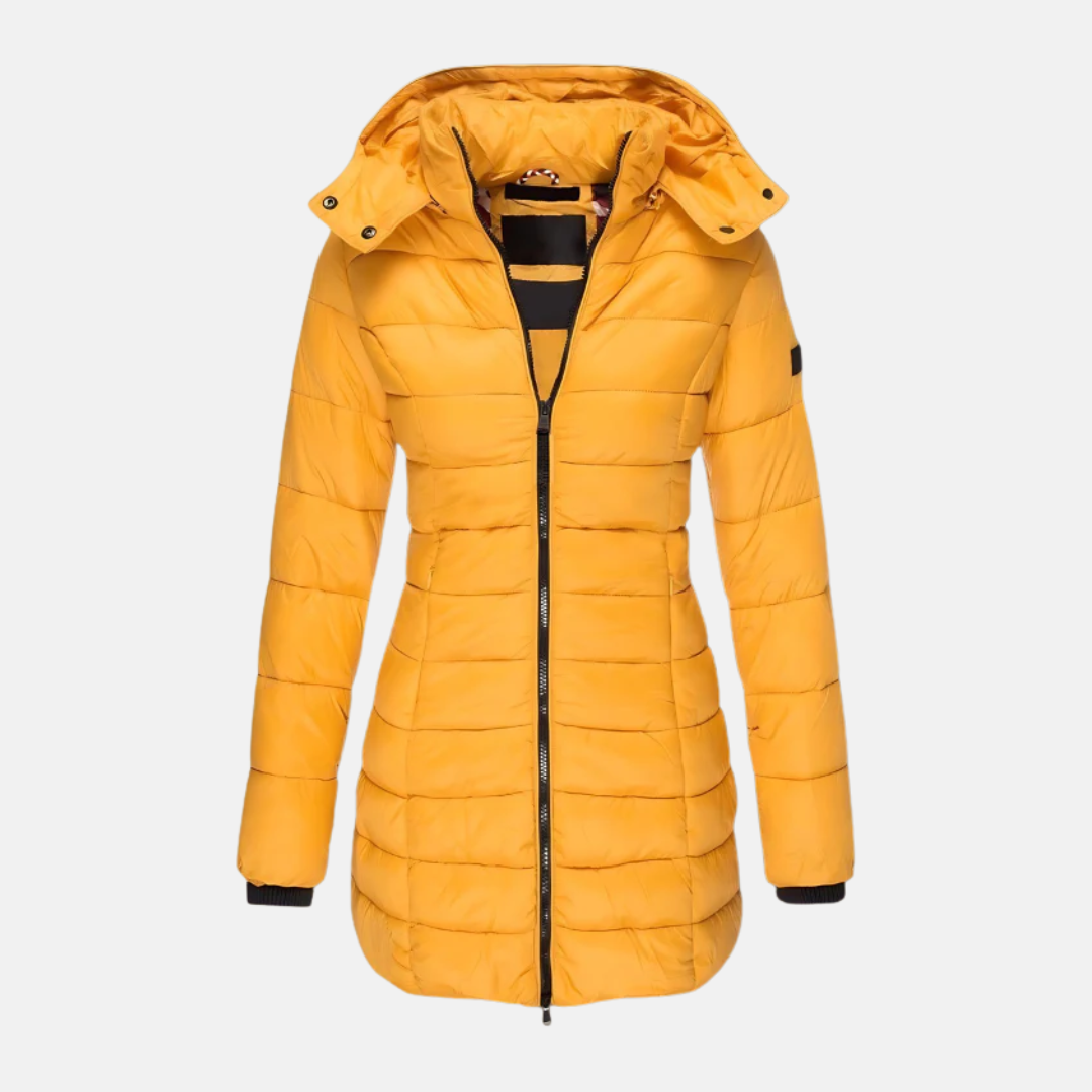 EB | Pufferjacke Slim Fit Mittellang mit Kapuze Gerippte Bündchen