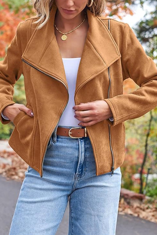 EB | Up Pocketed Faux Suede Motorradjacke (in 7 Farben)