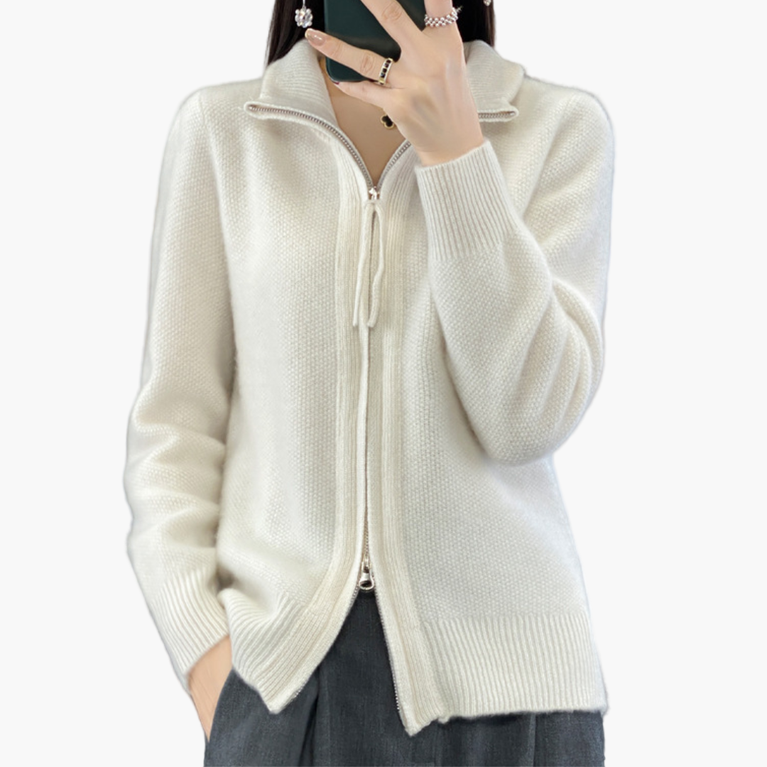 EB | Strickjacke mit Reißverschluss - Eleganter Casual Style für Alltag und Büro