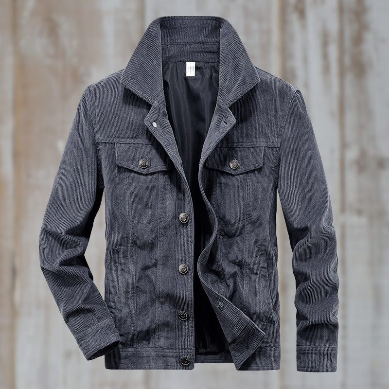 EB | Cordjacke mit Knopfverschluss Baumwollmischung Zeitloses Design