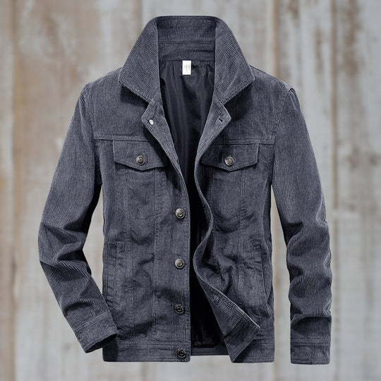 EB | Cordjacke mit Knopfverschluss Baumwollmischung Zeitloses Design