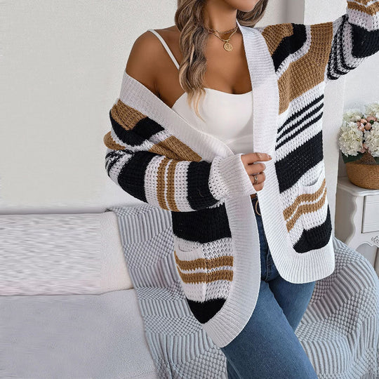 EB | Gestreifte Strick-Strickjacke mit Modernem Look