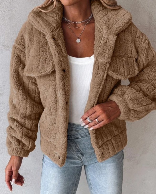 EB | Damen Sherpa Knopf-Front Freizeitjacke