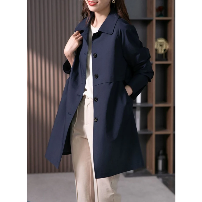EB | Stylischer Einreihiger Kurzer Trenchcoat für Damen