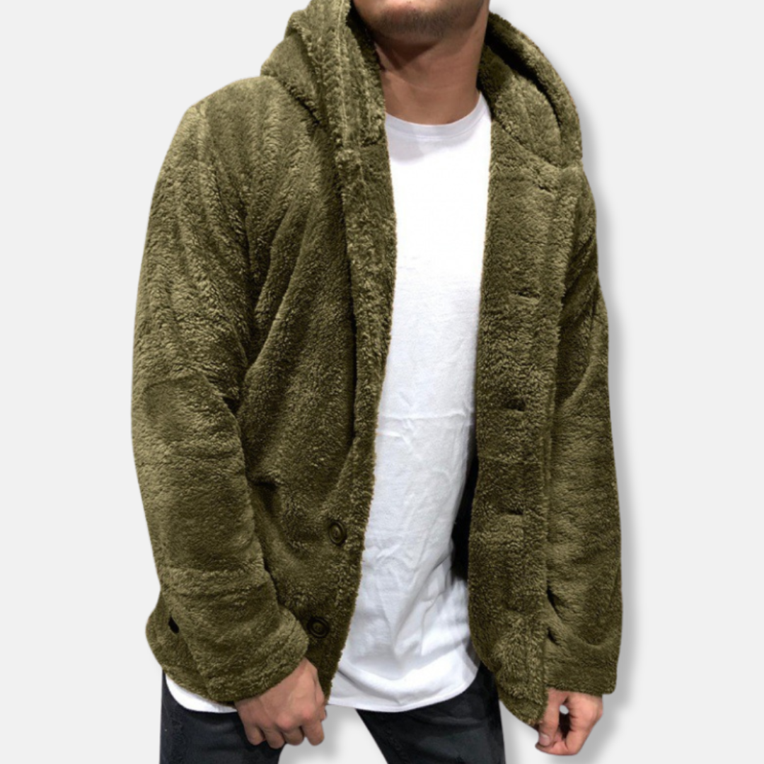 EB | Kapuze Fleece Lockere Passform Knopfverschluss Lässiger Stil
