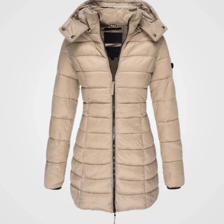 EB | Lange gesteppte Kapuzenjacke für Damen ideal für den Winter