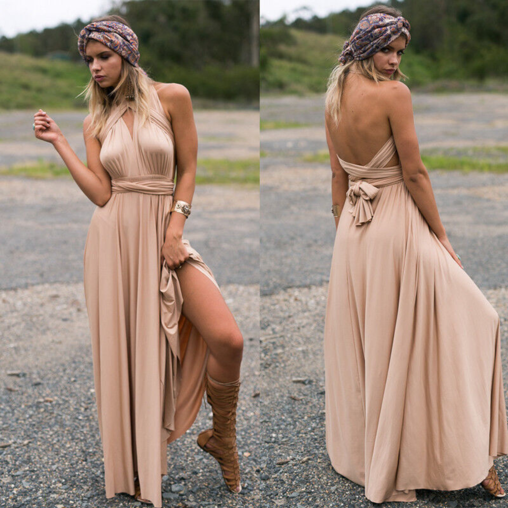 EB | Elegante Damen Infinity Kleid Schickes Wickel Sommerkleid