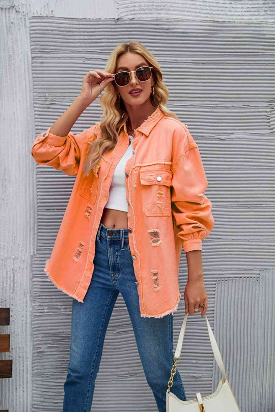 EB | Zerrissene Rohsaum-Denimjacke