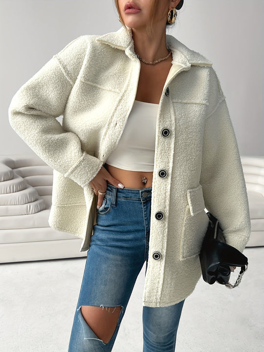 EB | Gemütlicher Plys-jacke mit Knöpfen Polyester Komfortabel und Stilvoll