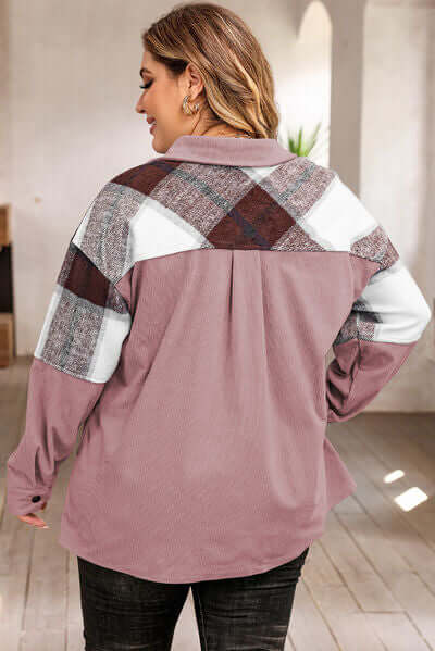 EB | Plus Size Karos Shacket Jacke für Damen
