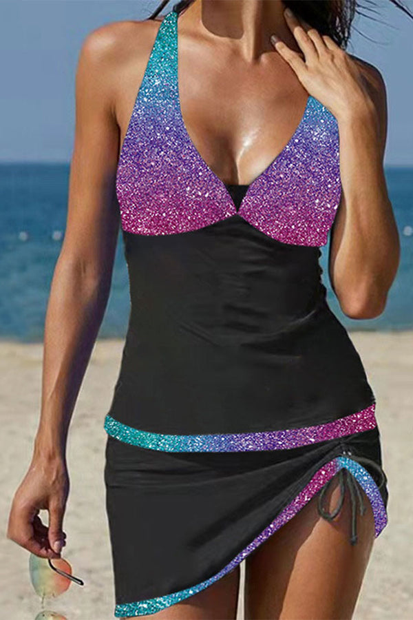 EB | Julissa Leopard Vorderes Drawstring Tankini Set