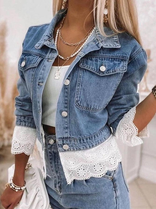 EB | Blau Patchwork Denim Outerwear