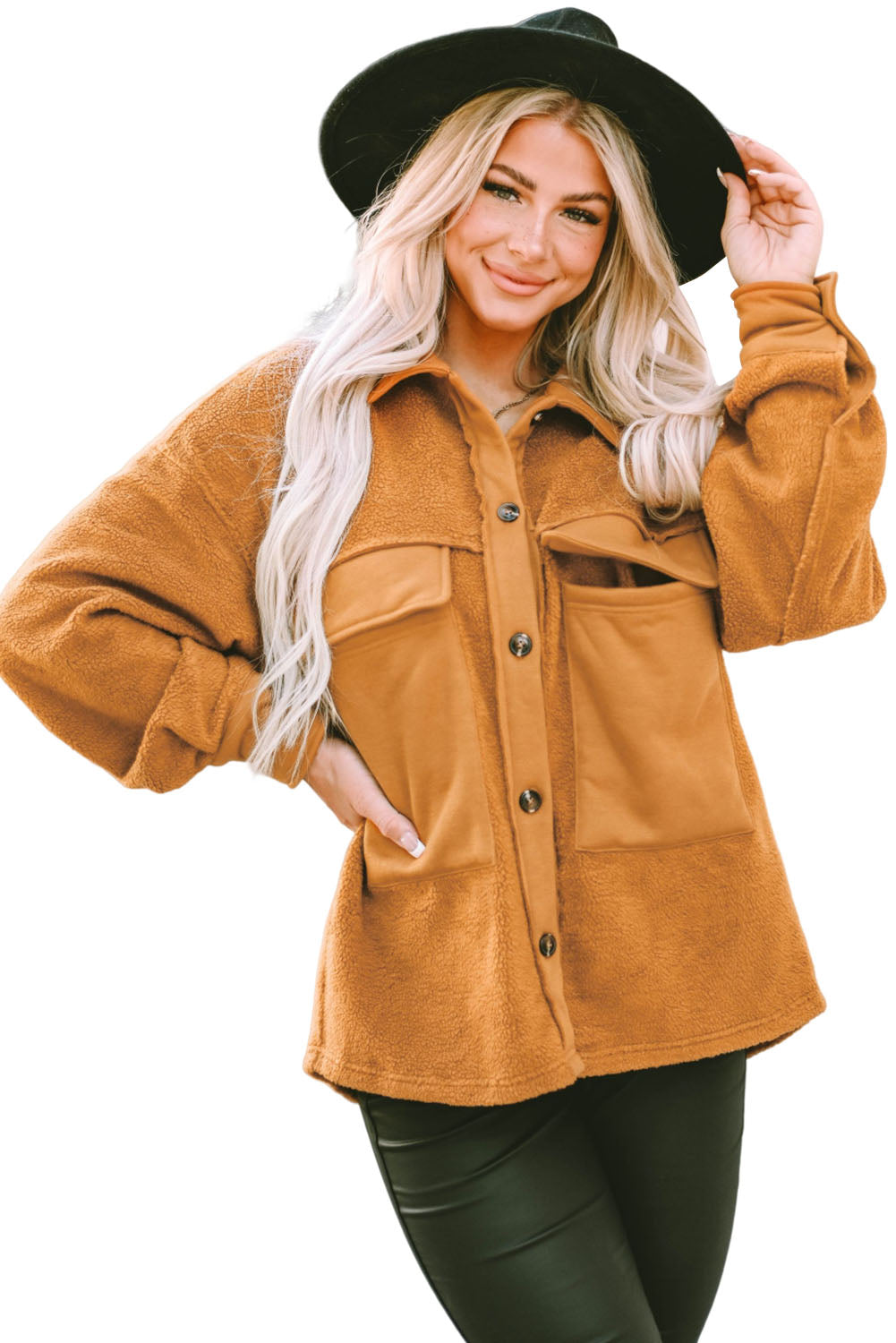EB | Weiche Teddyjacke mit Großen Taschen Polyester Warm und Modern