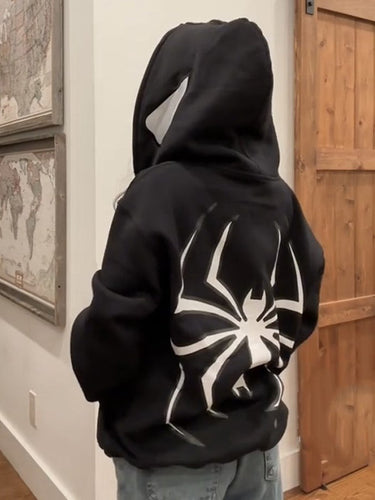 EB | Hoodie mit Reißverschluss Und Spinnenprint