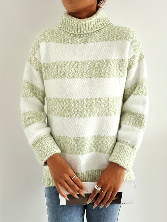 EB | Strickpullover mit Rollkragen Acrylmischung Gestreiftes Muster