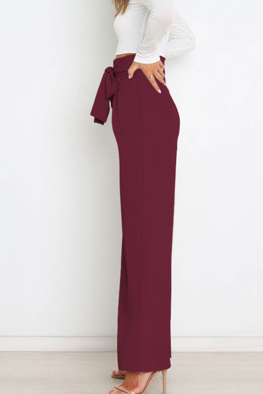 EB | Hohe Taille Paperbag Hose mit Schleifendetail