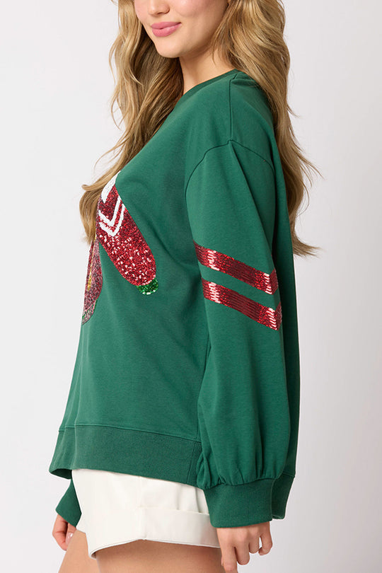 EB | Weihnachts-Pailletten-Rundhals-Lässiger Sweatshirt