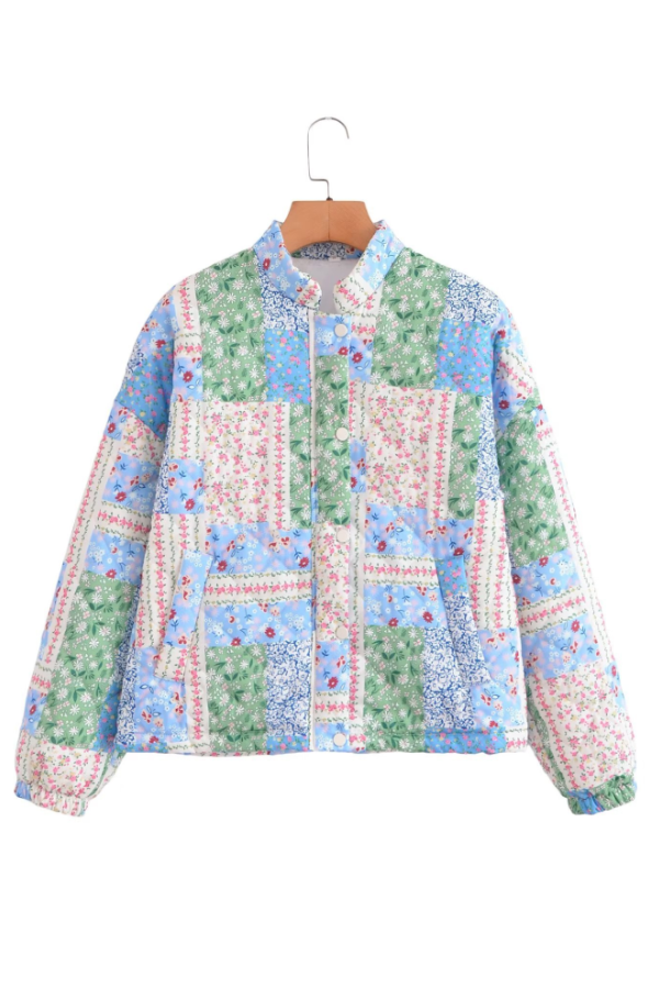 EB | Stehkragen Langarm Blumenmuster Baumwolljacke